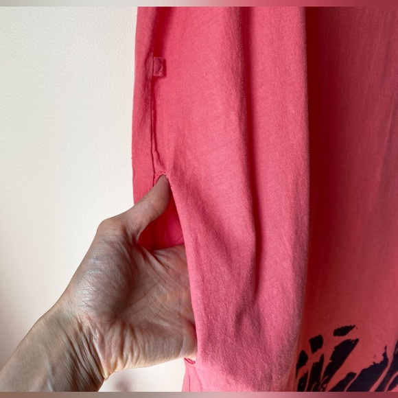 Coral A-line dress with black abstract print - Picture 8 of 10